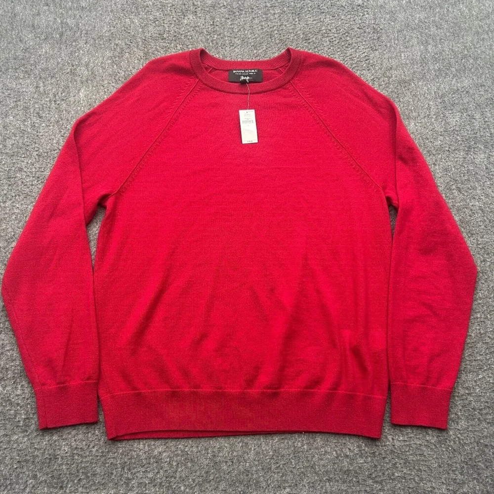 Banana Republic Italian Merino Wool Sweater Mens Large Crewneck Old Money Quiet